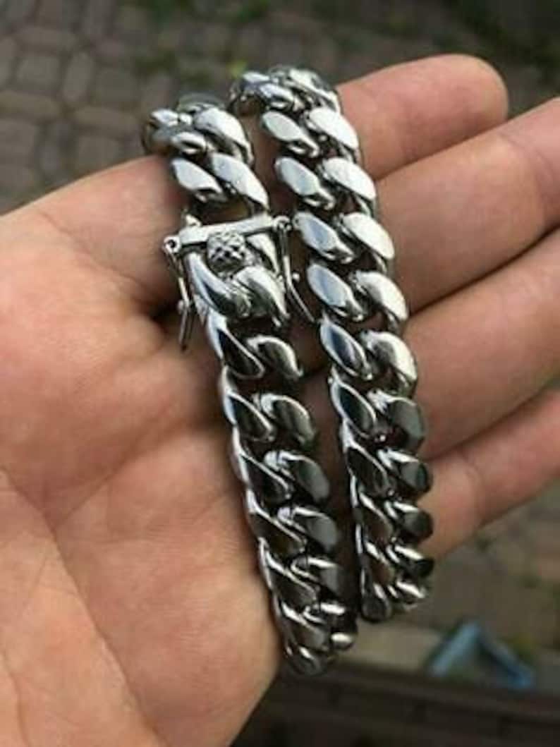 Men's Miami Cuban Link Bracelet Solid 925 Sterling Etsy