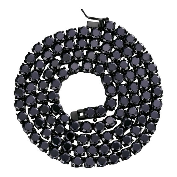 VS1 Quality MM Black Moissanite Tennis Chain Solid 925