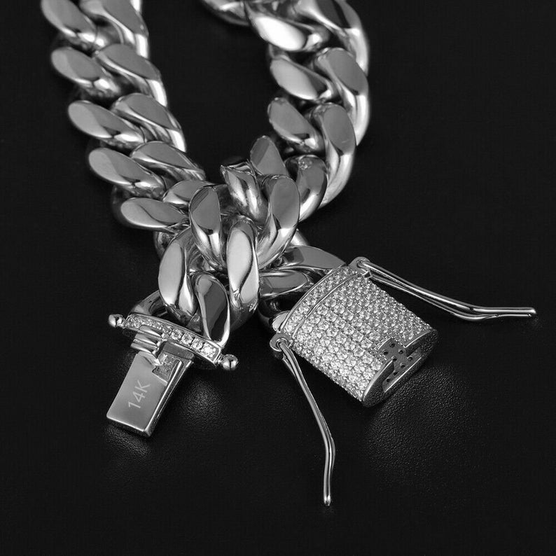 Men's Miami Cuban Link Bracelet Solid 925 Sterling Etsy