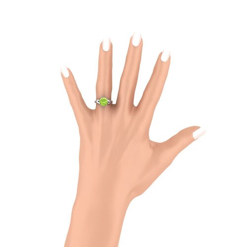 Stunning Peridot Ring for Her, shops White Gold Plated Ring, Anniversary Ring, Birthday Gift