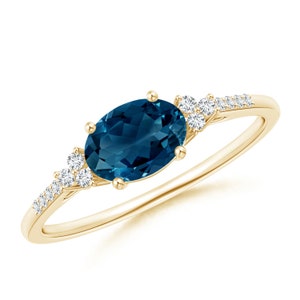 Exquisite London Blue Topaz Ring for Her, 14K Yellow Gold Filled Ring, November Birthstone, Anniversary Ring, Birthday Gift