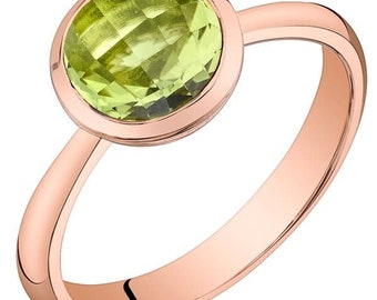 Stunning Peridot 925 Sterling Silver Ring for Her, 14k Rose Gold Plated Ring, Anniversary Ring, Birthday Gift