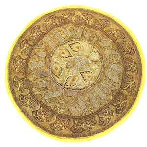 Antique Zardosi Heavy Design Round Tapestry, Wall Tapestry, Vintage Typical Home Decorative Wall Hanging