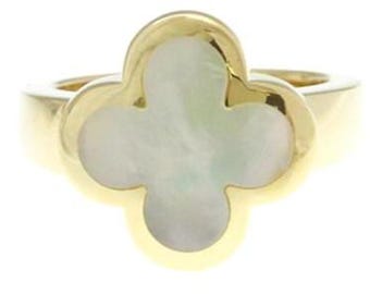 Beautiful Mother of Pearl Ring for Her, 925 Sterling Silver, 18k Yellow Gold Polish, June Birthstone, Anniversary, Birthday Gift.