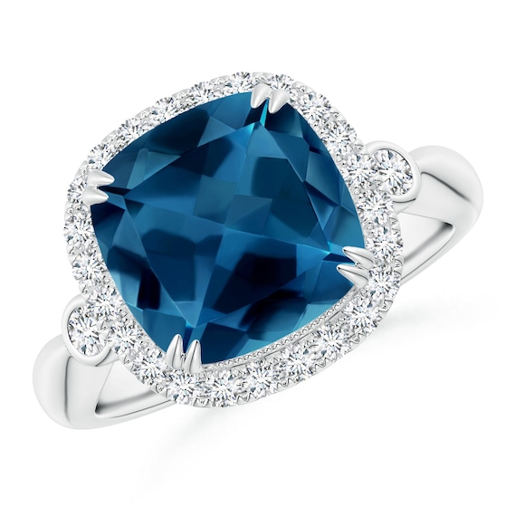 Sterling Silver London and Swiss Blue Topaz Star Curved Ring Sterling Silver London and Swiss Blue Topaz Star Curved Ring