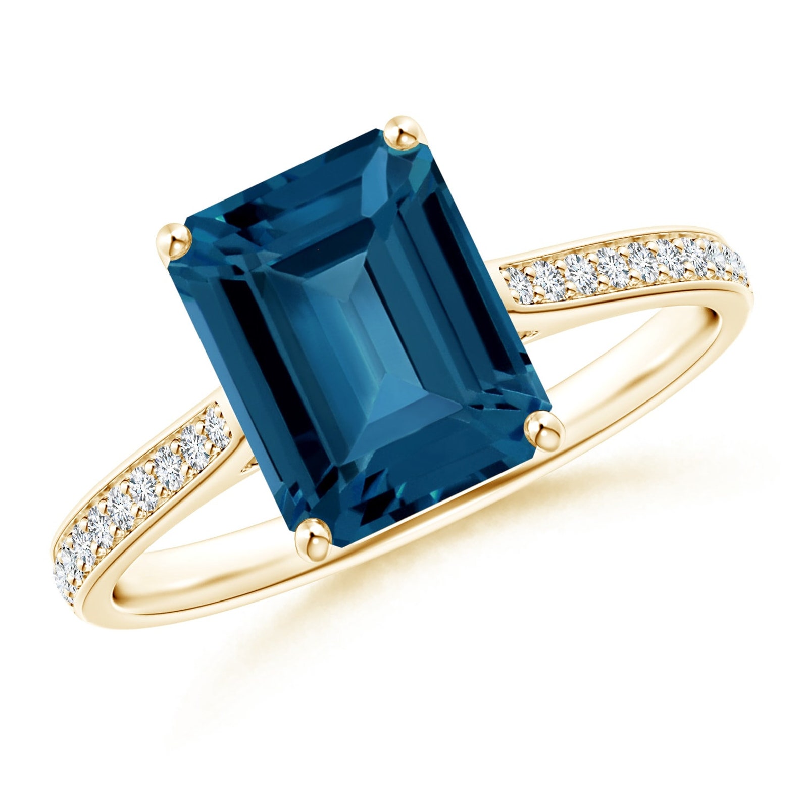 Exquisite London Blue Topaz Ring for Her, 14K Yellow Gold Filled Ring