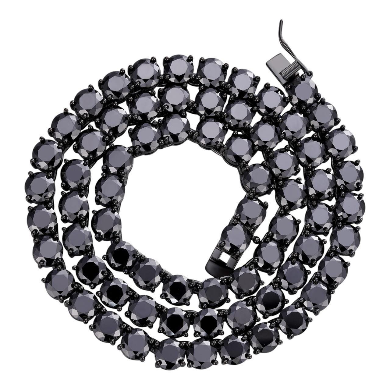 VS1 Quality 7 MM Black Moissanite Diamond Tennis Chain | Solid 925