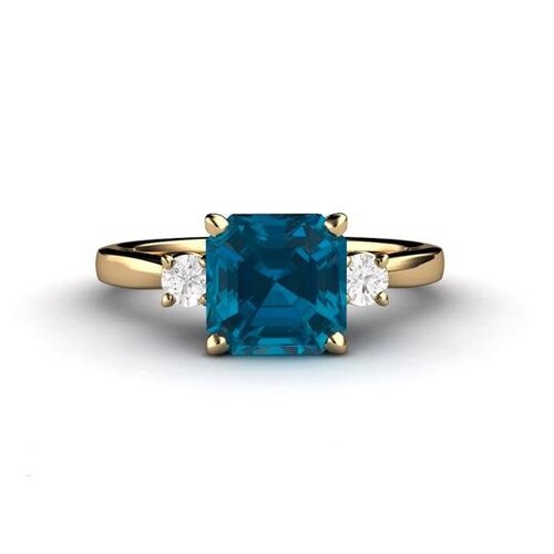 Exquisite London Blue Topaz Ring for Her, 14K Yellow Gold Filled Ring, November Birthstone, Anniversary shops Ring, Birthday Gift