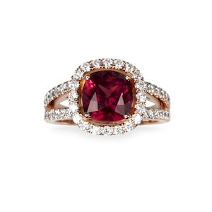Stunning 18k Rose Gold Plated Garnet (Rhodolite) Ring, 925 Sterling Silver Ring, January Birthstone, Anniversary Ring, Birthday Gift.