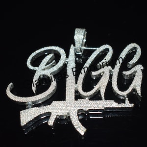 Exquisite BIGG AK 47 RIFLE, 925 Sterling Silber, Moissanit Stein Anhänger, Heavy Design Anhänger für Herren, Cutsom Order.