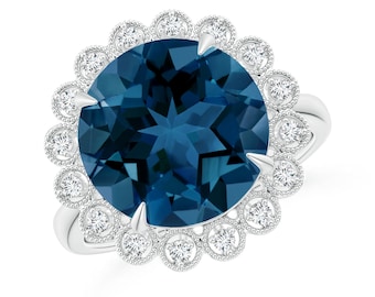 Exquisite London Blue Topaz Ring for Her, 925 Sterling Silver Ring, November Birthstone, Anniversary Ring, Birthday Gift