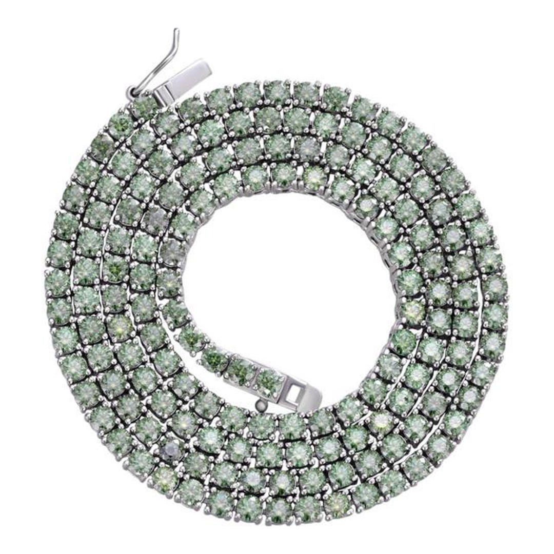 Mist Chain VS1 Quality 3 MM Mist Green Colour Imitation Tennis Chain | Solid 925 ...