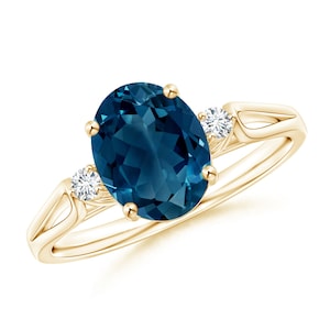 Exquisite London Blue Topaz Ring for Her, 14K Yellow Gold Filled Ring, November Birthstone, Anniversary Ring, Birthday Gift