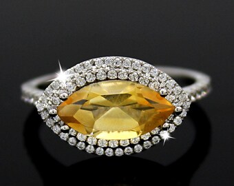 イエロー トパーズ リング、シトリン リング、11 月の誕生石リング