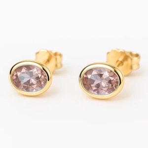 Nice Morganite Earrings for Her, 925 Sterling Silver, 18k Yellow Gold Polish Earrings, June Birthstone, Anniversary, Birthday Gift.