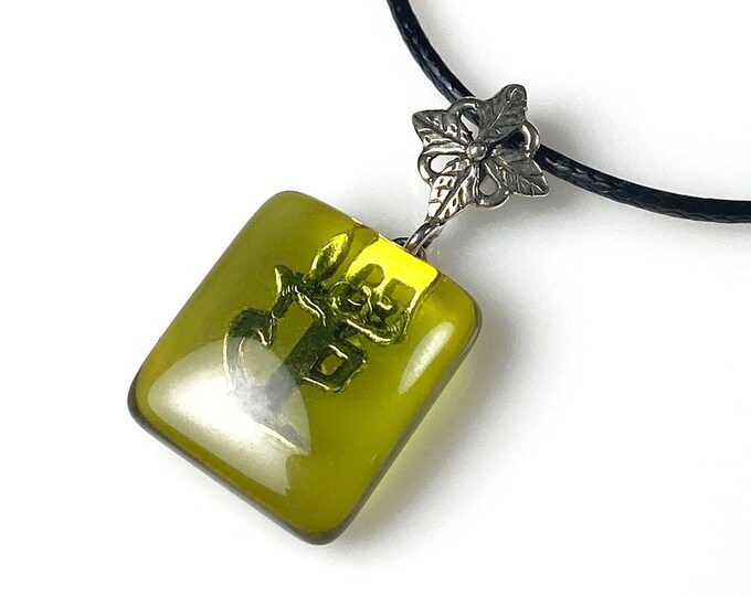 Sterling silver jewelry Green amber pendant necklace Black cord necklac Natural Colombian copal Healing crystal. October Birthstone