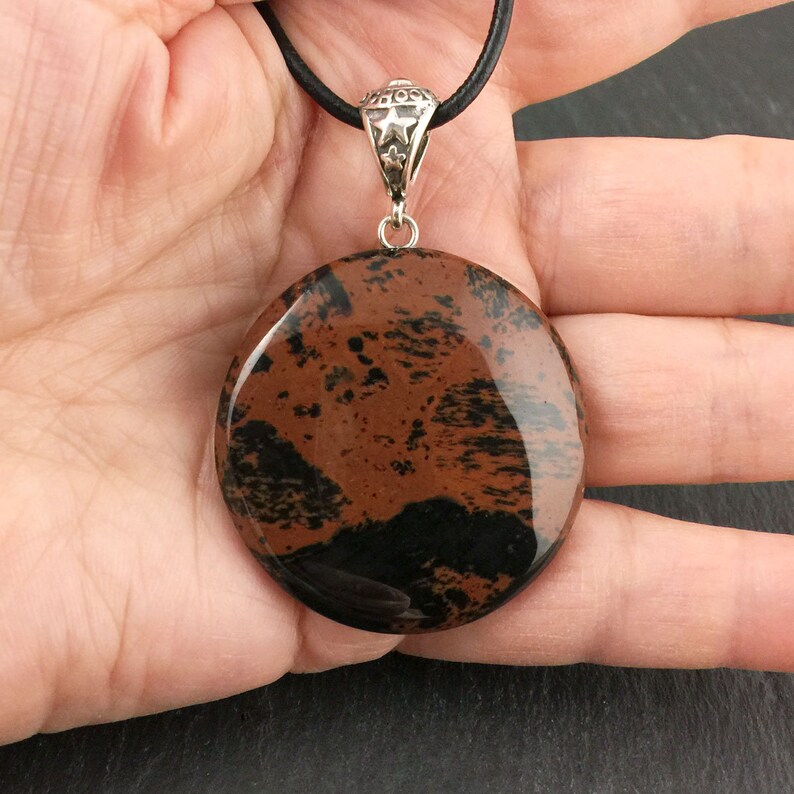 Mahogany obsidian and sterling silver pendant