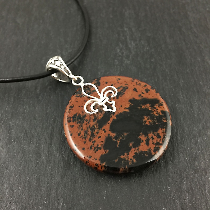 Mahogany obsidian and sterling silver pendant