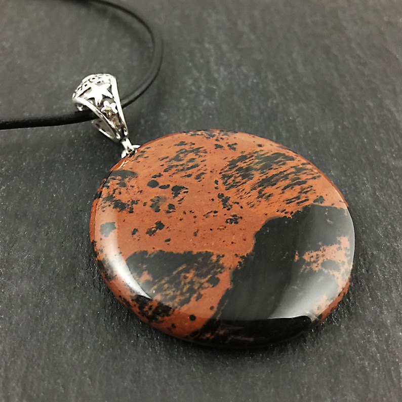 Mahogany obsidian and sterling silver pendant