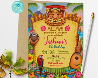 luau birthday party invitation hawaii birthday party luau etsy