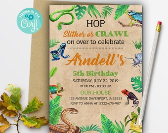 Reptile Invitation Etsy