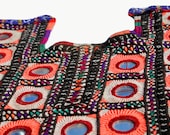 Indian Vintage Handmade Neck Yoke Thread With Mirror Embroidery Work Applique Patch Sewing craft,cotton Vintage Banjara neck yoke.
