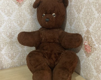 Antiker großer Vintage großer Teddybär gefüllt mit Stroh 49 cm, aus der Ukraine