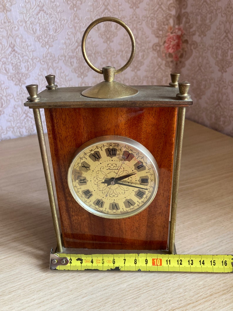 Soviet Vintage Mechanical Desk Clock Watch MOLNIYA Wood USSR Etsy