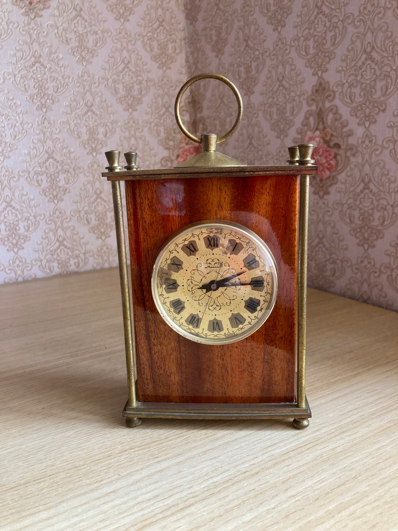 Soviet Vintage Mechanical Desk Clock Watch MOLNIYA Wood USSR 1960's Etsy