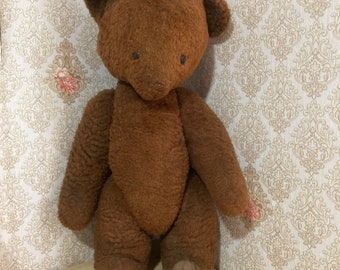 Antiker großer Vintage großer Teddybär gefüllt mit Stroh 62 cm, aus der Ukraine