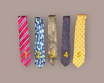 5 Piece Tie Set, Men's Ties, Vintage Ties, Geometric Ties, Silk Ties, Polyester Ties, Abstract Print Ties, Gift Ideas, Gift for Husband