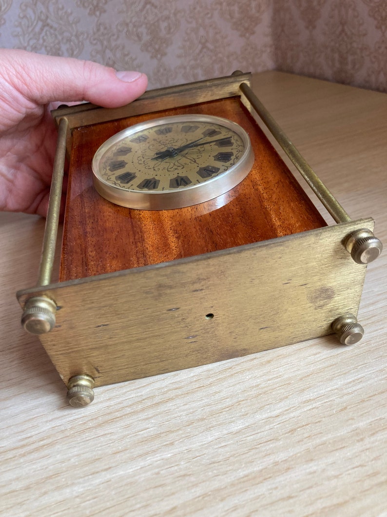 Soviet Vintage Mechanical Desk Clock Watch MOLNIYA Wood USSR 1960's Etsy