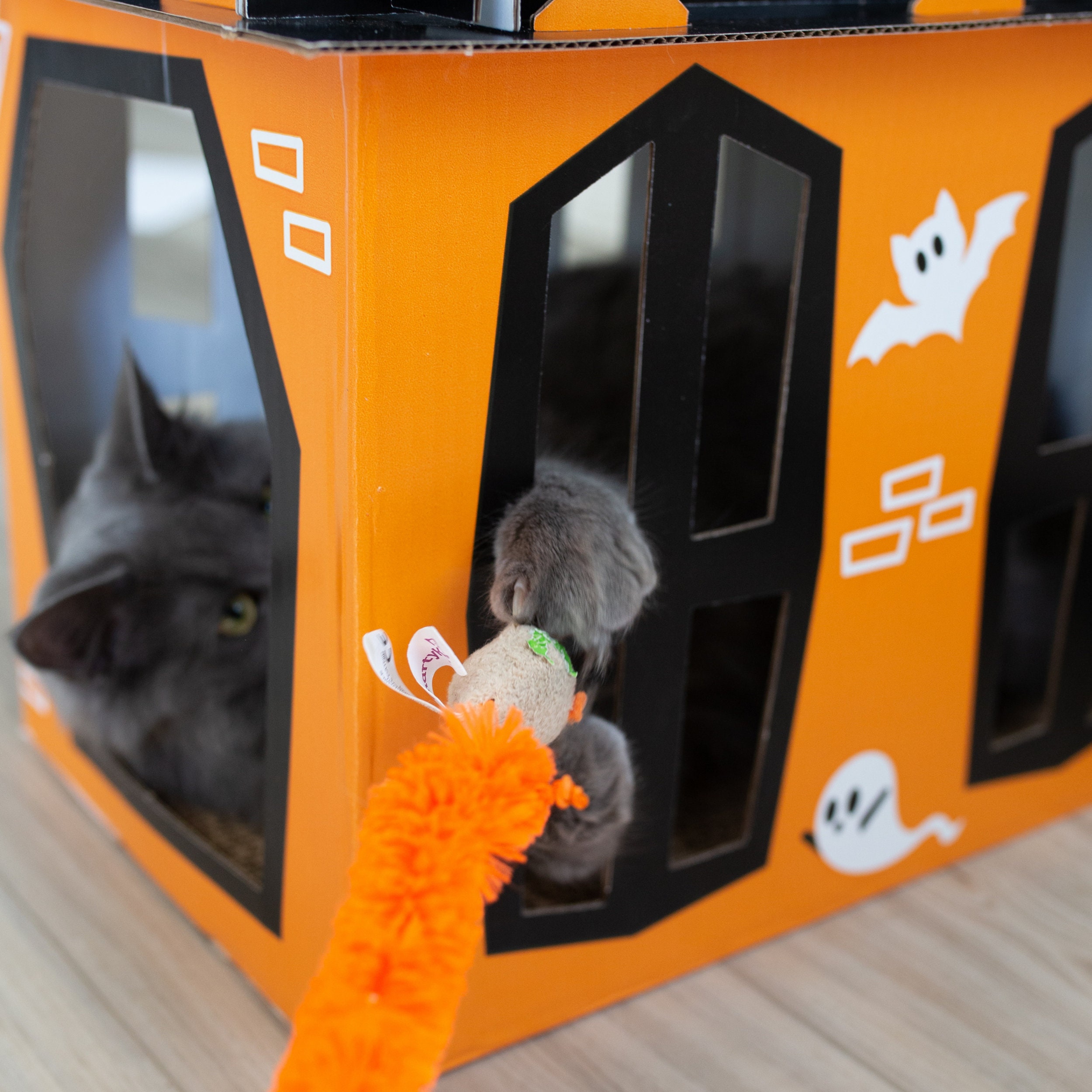 Spooky Cat Haunted House – Halloween Cardboard Playhouse For Cats With Scratcher, USA Made - View #8