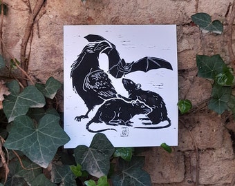 UNDERDOGS handmade linocut print