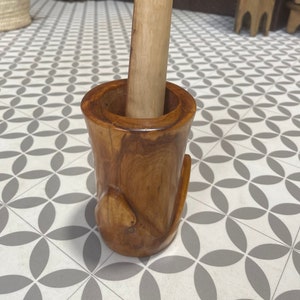 Moroccan Style Hand Made Wooden Araar Pestle and Mortar