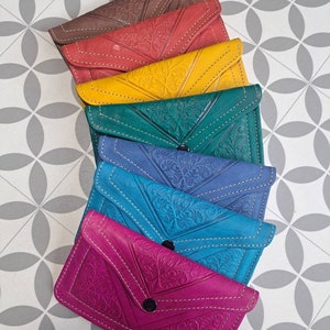Handmade Moroccan Leather Purse Large Multicolours