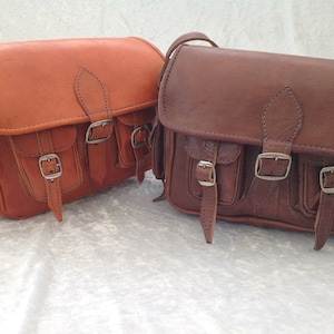 Sac cartable en cuir marocain fait main avec bandoulière