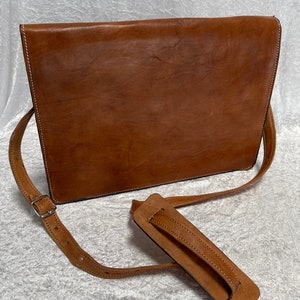 Maletín/bolso de mano de cuero marroquí hecho a mano con asa extra grande