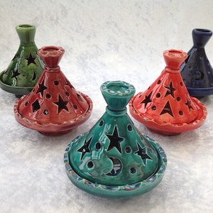 Handmade Multicoloured Pottery Small Tagine Stars and Moons