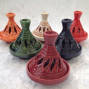 Handmade Multicoloured Pottery Mini Tagine Striped Pattern