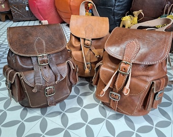 Vintage Burgundy Genuine Leather Small Woven Backpack Rock Valley Backpack – Old Trend main image 4