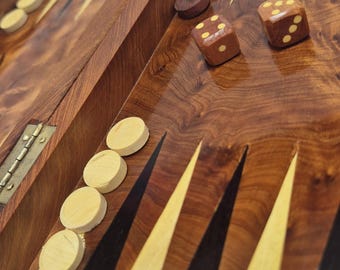 Set da backgammon pieghevole in legno, fatto a mano, in stile marocchino.