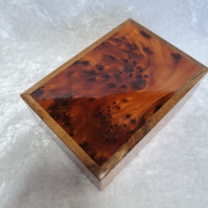 Moroccan Style Handmade Araar (Cedar) with Walnut Wood Trim Rectangular Box With Opening Lid