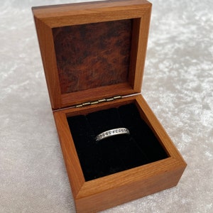 Moroccan Style Hand Made Araar (Cedar) Square Small Ring Box With Opening Lid #2