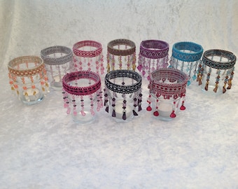 Handmade Beaded Tealight Holder Set of 4 FREE UK POSTAGE