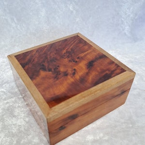 Moroccan Style Handmade Araar (Cedar) with Walnut Wood Trim Square Box With Opening Lid