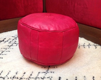 Hand-made Moroccan Leather Pouffe / Footstool Various Colours Filled