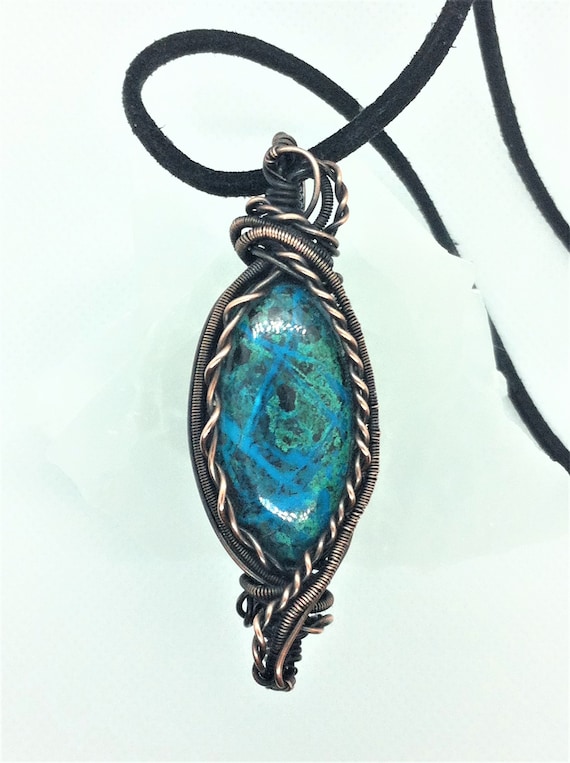 Silver Double Wire Chrysocolla Pendants Silver Double Wire Chrysocolla Pendants