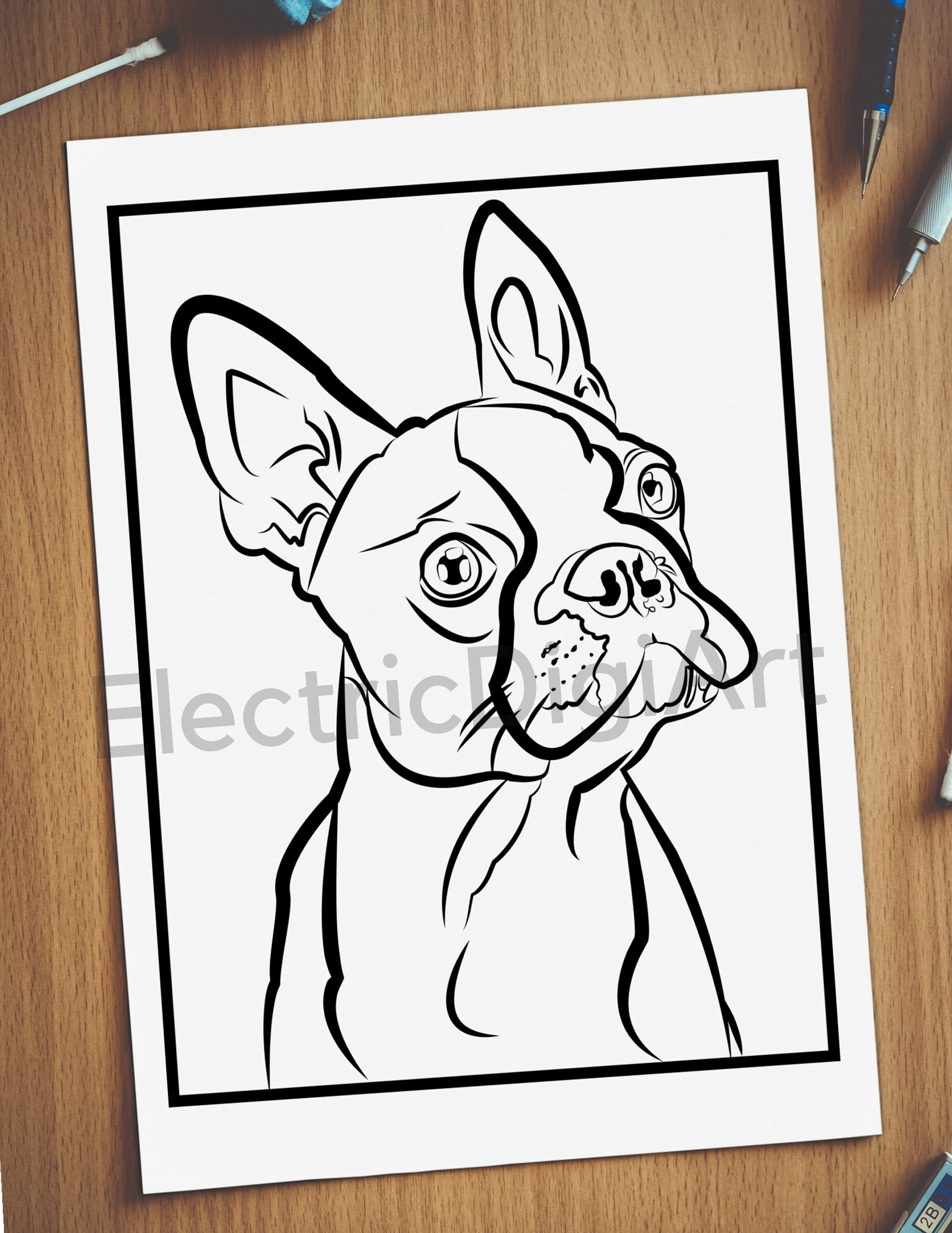 Boston Terrier Coloring Sheet - Etsy