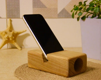 Support d'amplificateur de son pour haut-parleur acoustique en bois personnalisé Support pour téléphone recyclé avec gravure laser de votre nom, cadeau merveilleux pour des amis